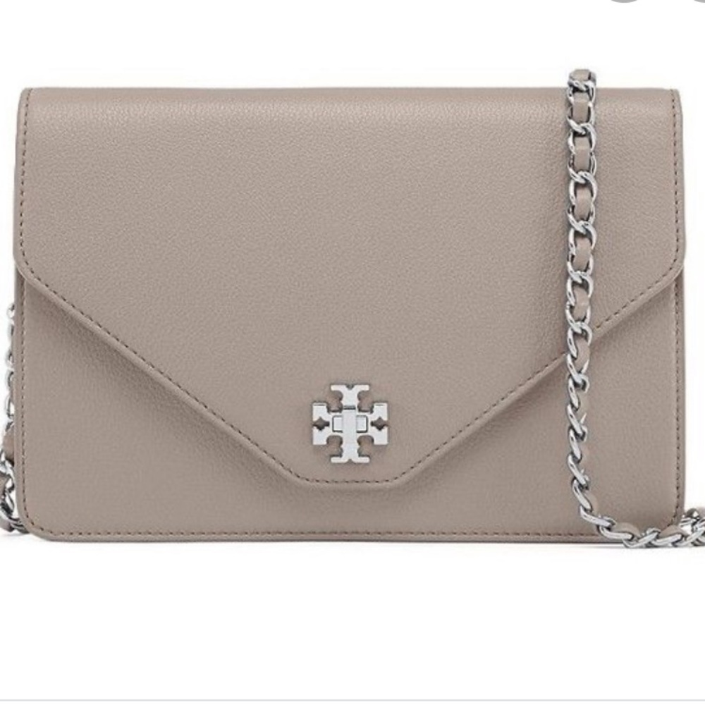 Tory Burch Kira Metallic-Gusset Clutch